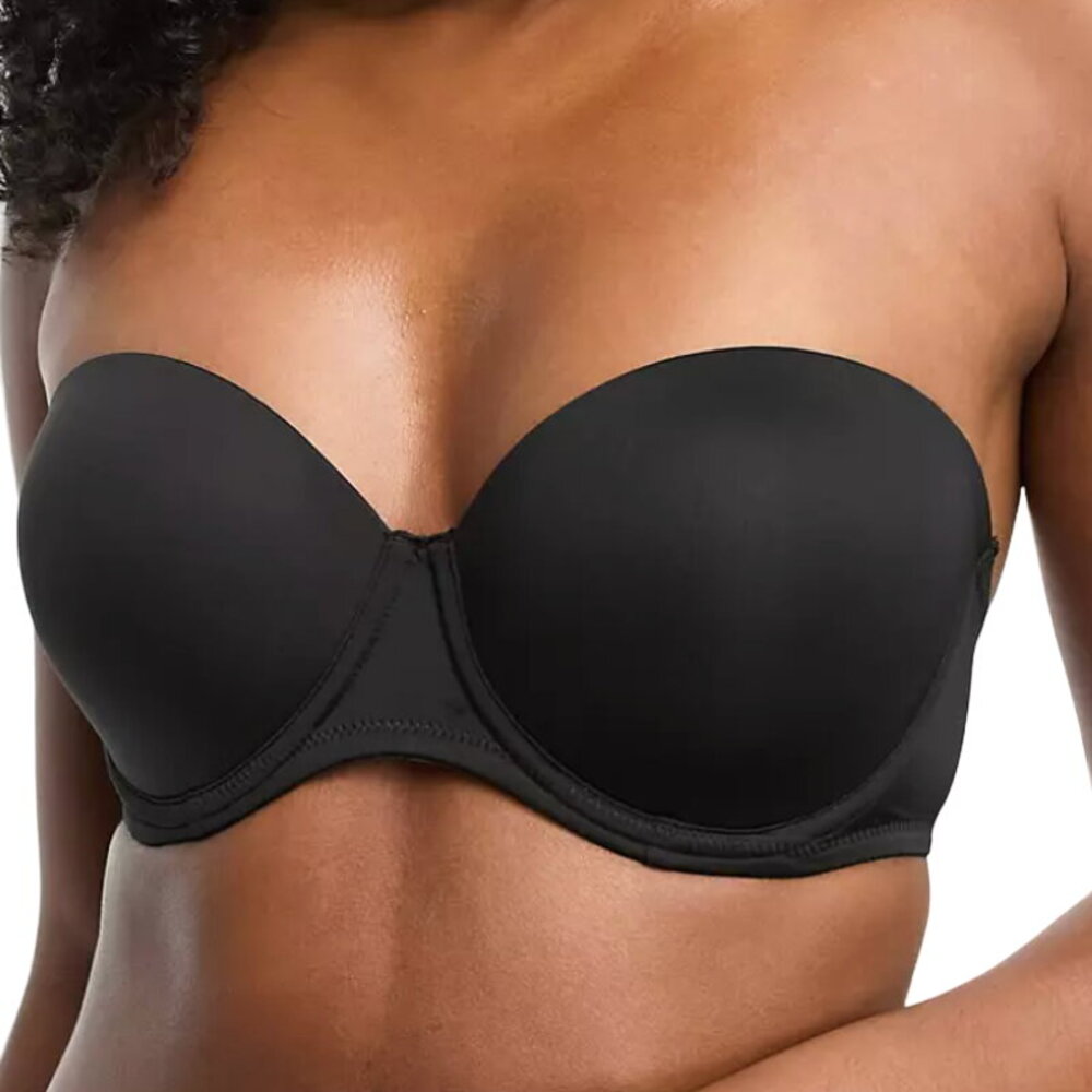 ASOS Design Microfibre Moulded Multiway Strapless Bra in Black, Size 32C